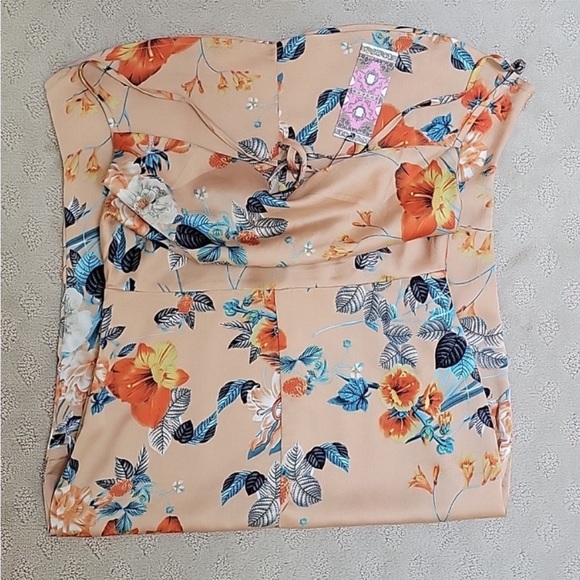 Satin floral cowl flute hem slip dress - Picture 3 of 5